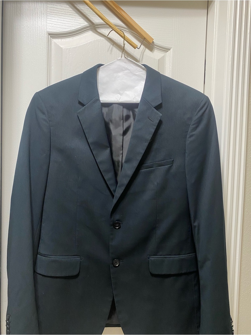 Classic Men's Dark/black Blue Two-Button Blazer